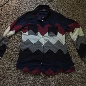 Aztec chiffon blouse with gold bottoms